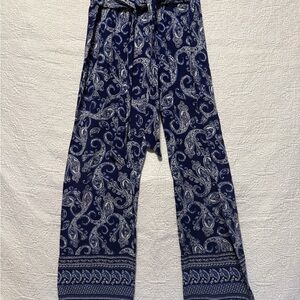 Blue Paisley Print Pants